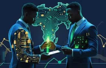 digital invoices and flowing data stream