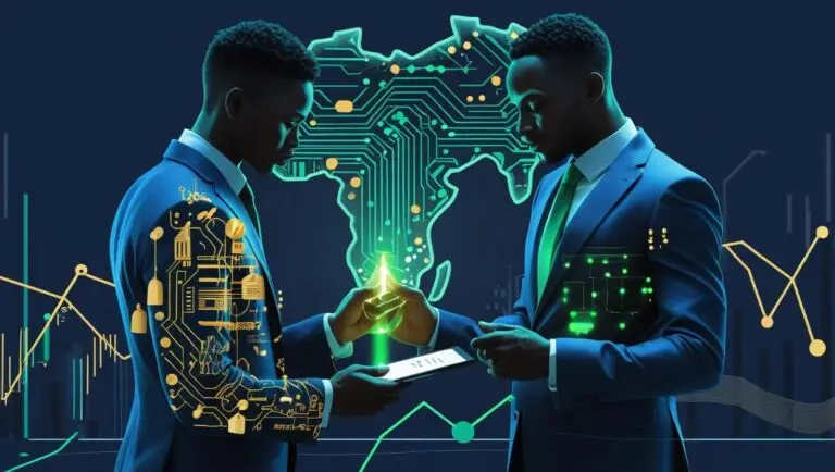 digital invoices and flowing data stream